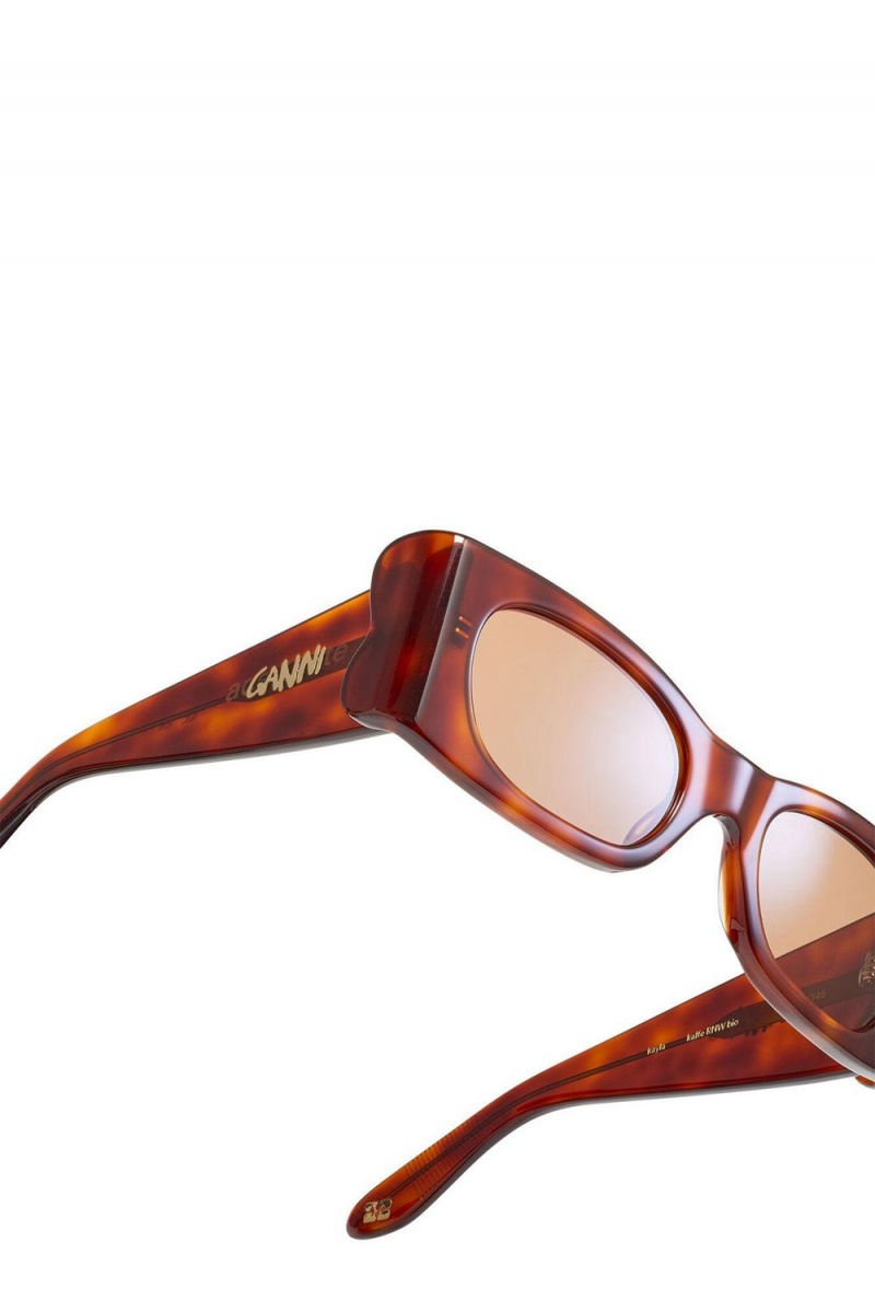 Brown Women's Ganni Ace & Tate Tiger's Eye Kayla Sunglasses | 72WBIZEMV