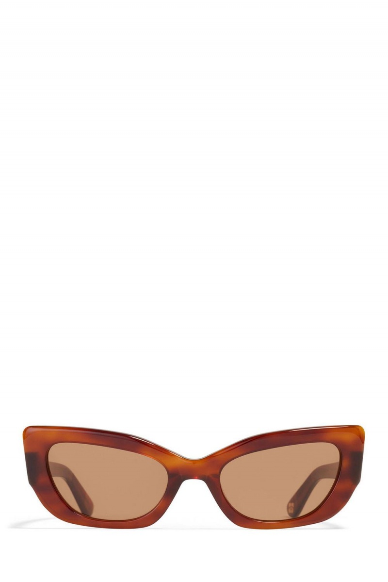 Brown Women's Ganni Ace & Tate Tiger's Eye Sadie Sunglasses | 05OALTZNG