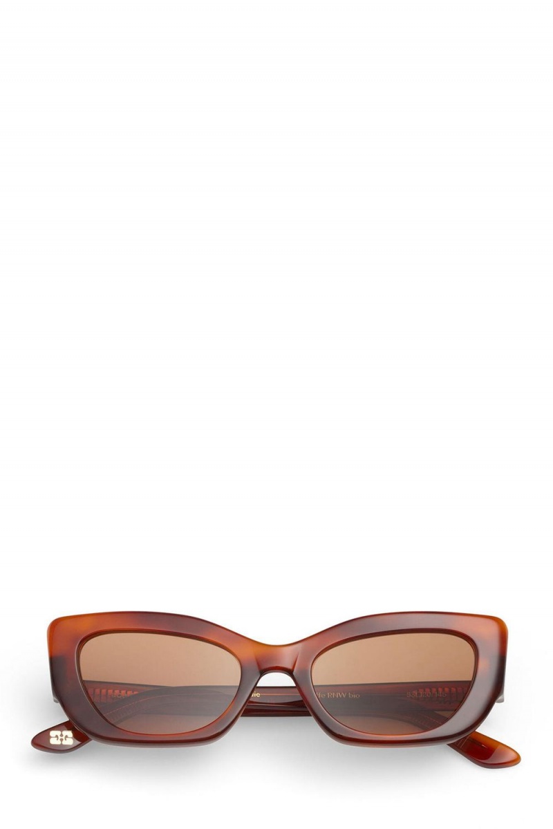 Brown Women\'s Ganni Ace & Tate Tiger\'s Eye Sadie Sunglasses | 05OALTZNG