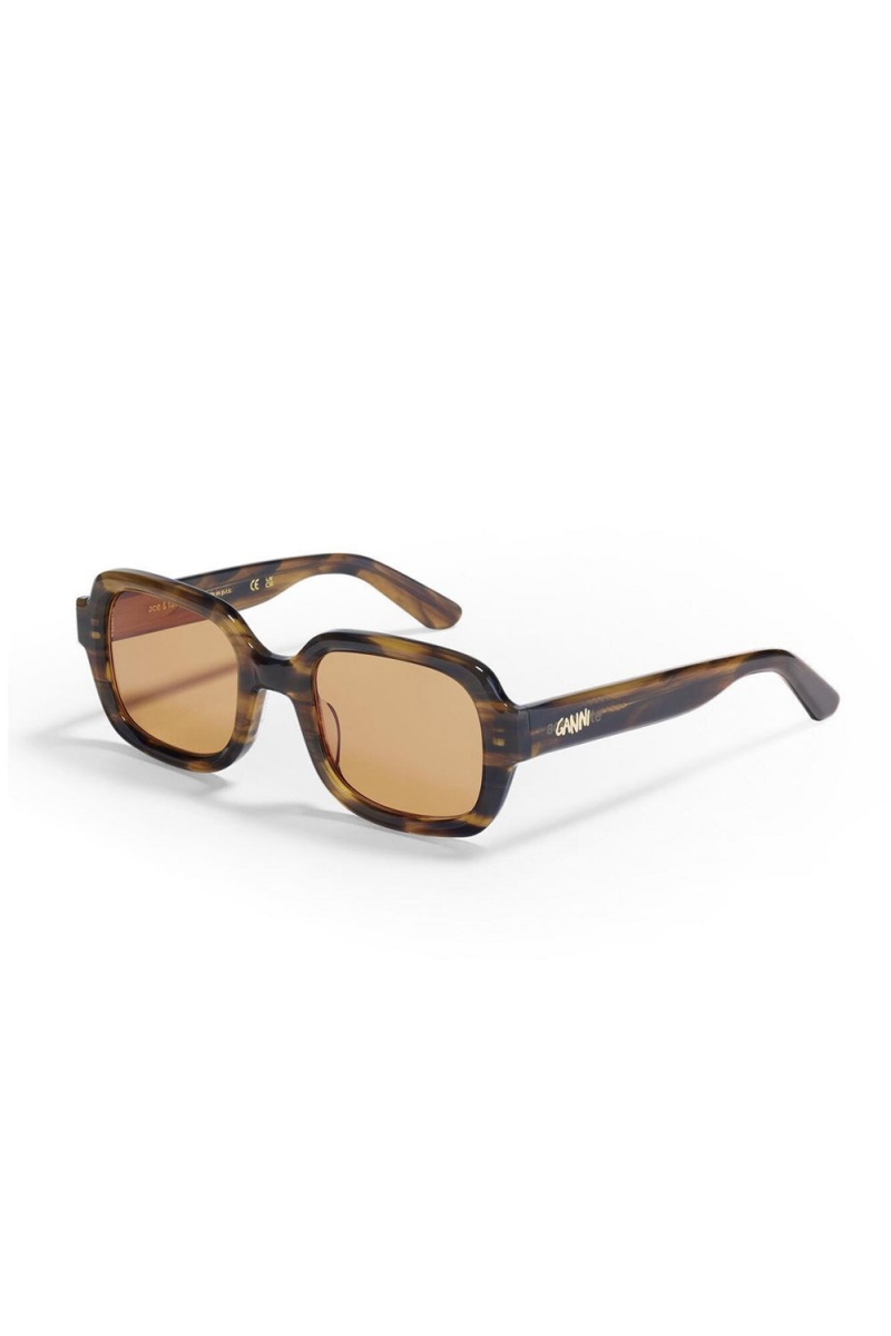 Brown Women's Ganni Ace & Tate Twiggy Sunglasses | 09TQUPFVS