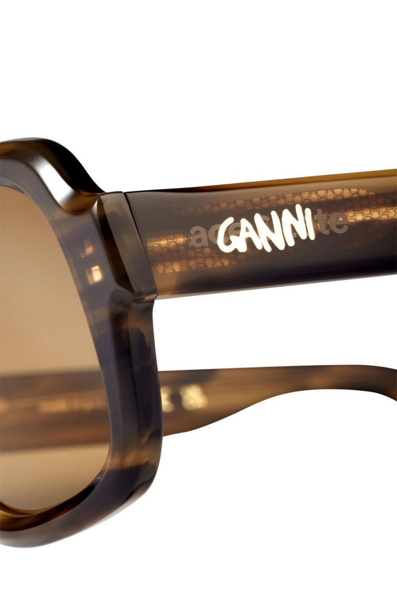 Brown Women's Ganni Ace & Tate Twiggy Sunglasses | 09TQUPFVS