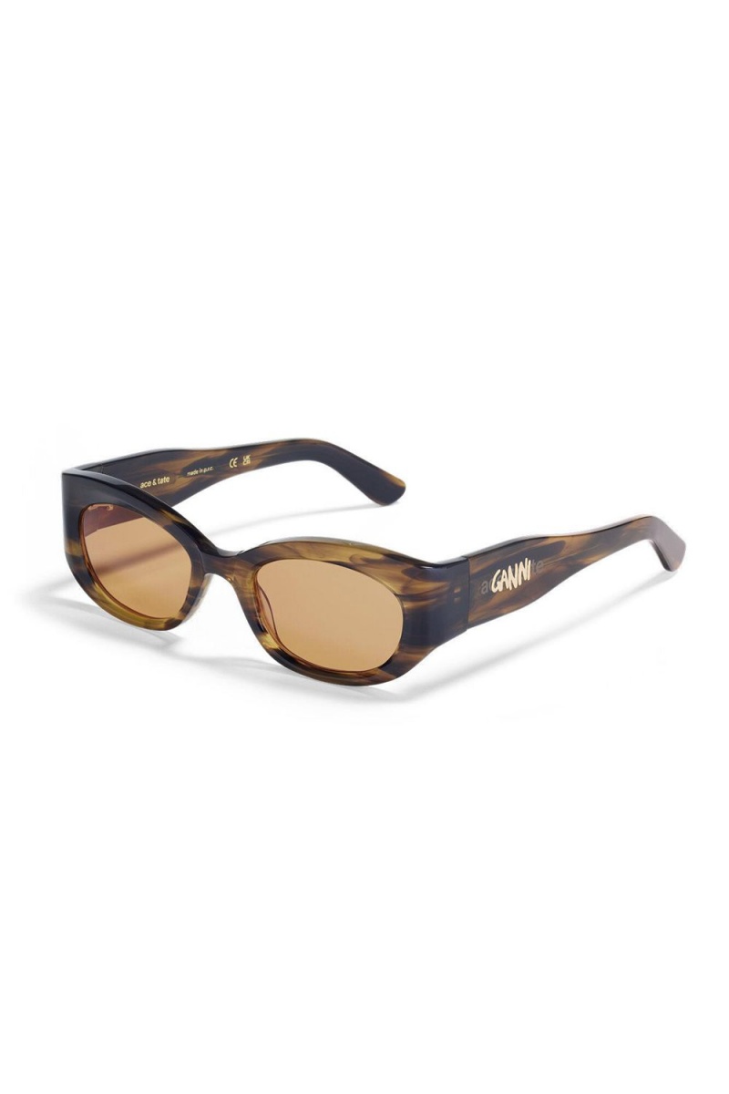 Brown Women's Ganni Ace & Tate Xena Sunglasses | 71UMTSXJO