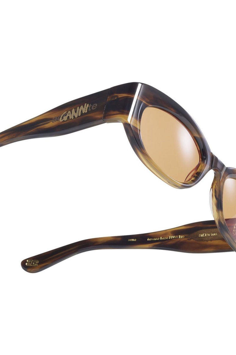 Brown Women's Ganni Ace & Tate Xena Sunglasses | 71UMTSXJO