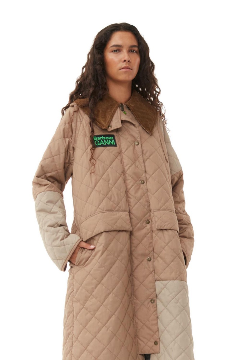 Brown Women's Ganni Barbour Burghley Quilted Jacket | 93OTRQKXF