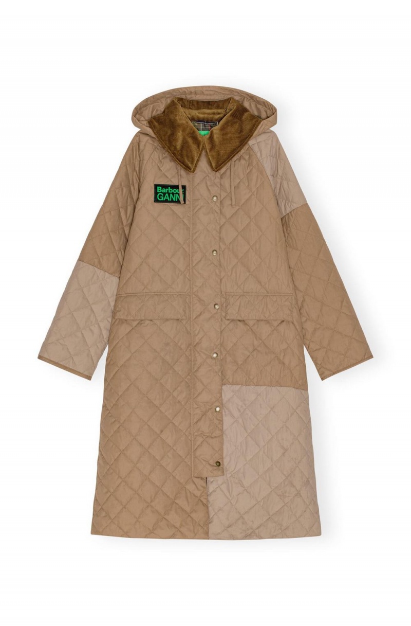 Brown Women's Ganni Barbour Burghley Quilted Jacket | 93OTRQKXF