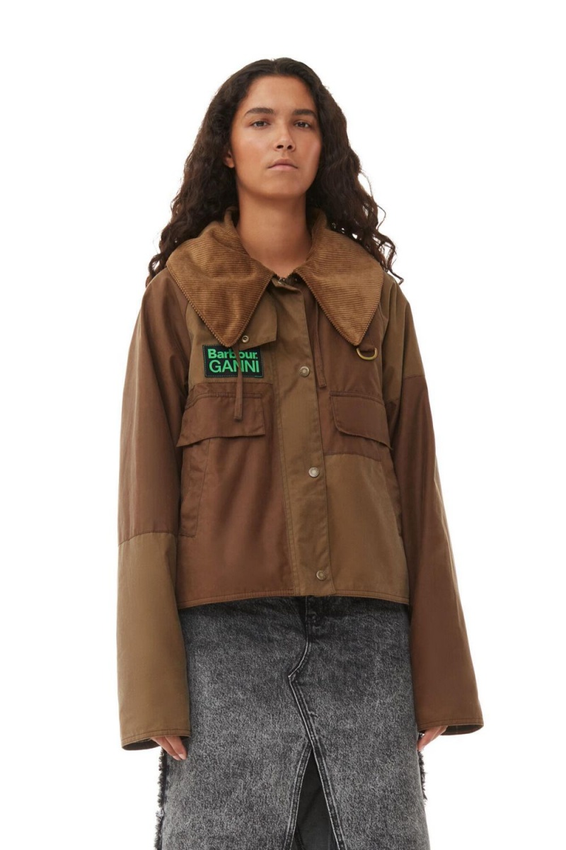 Brown Women\'s Ganni Barbour Spey WaJacket Jacket | 10GROKVMU