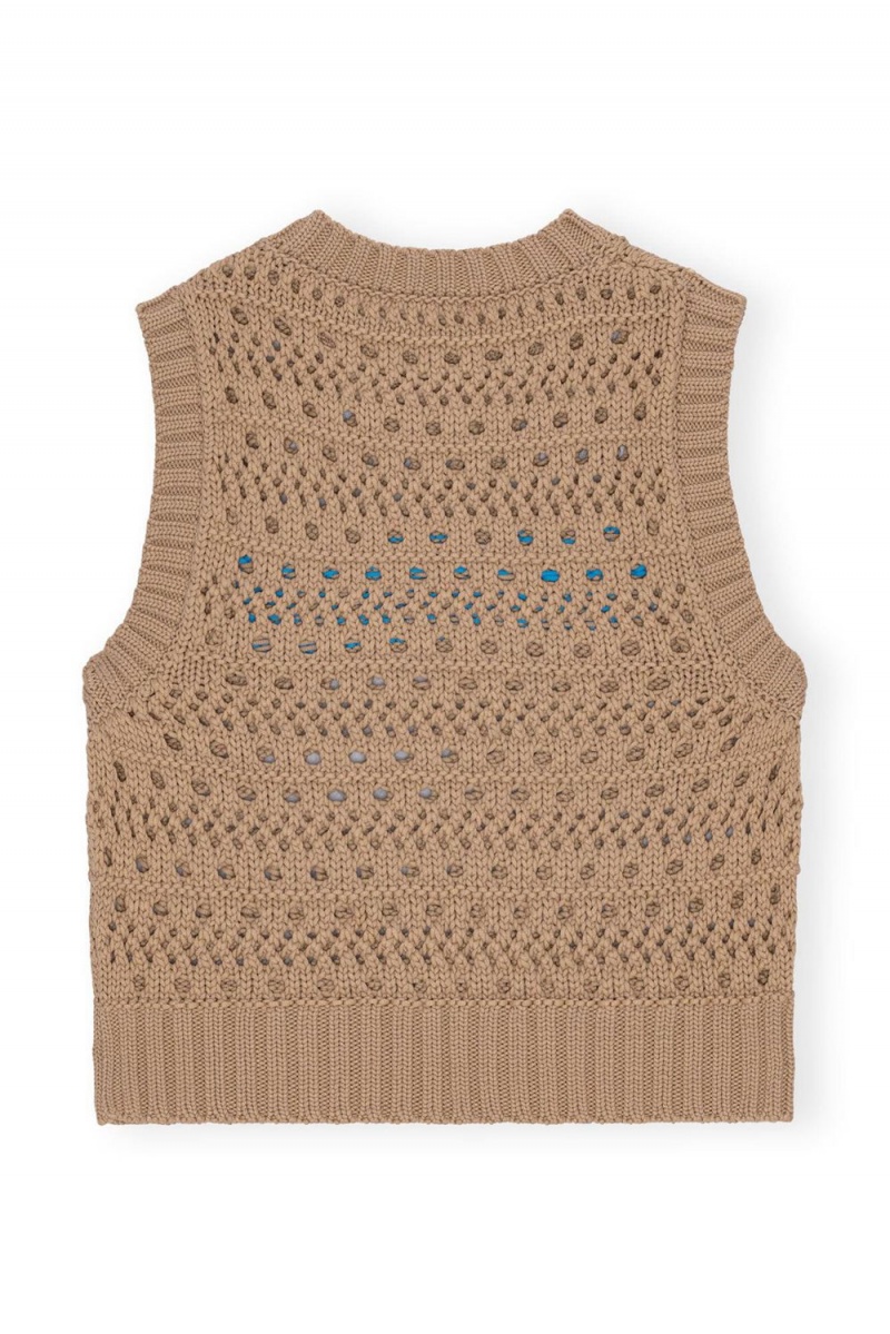 Brown Women's Ganni Cotton Rope Short Vest | 04OPGRZQA