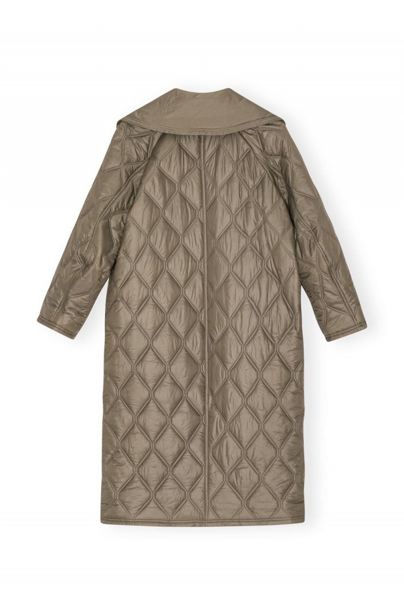 Brown Women's Ganni Shiny Quilt Coat | 89WJLXRNE