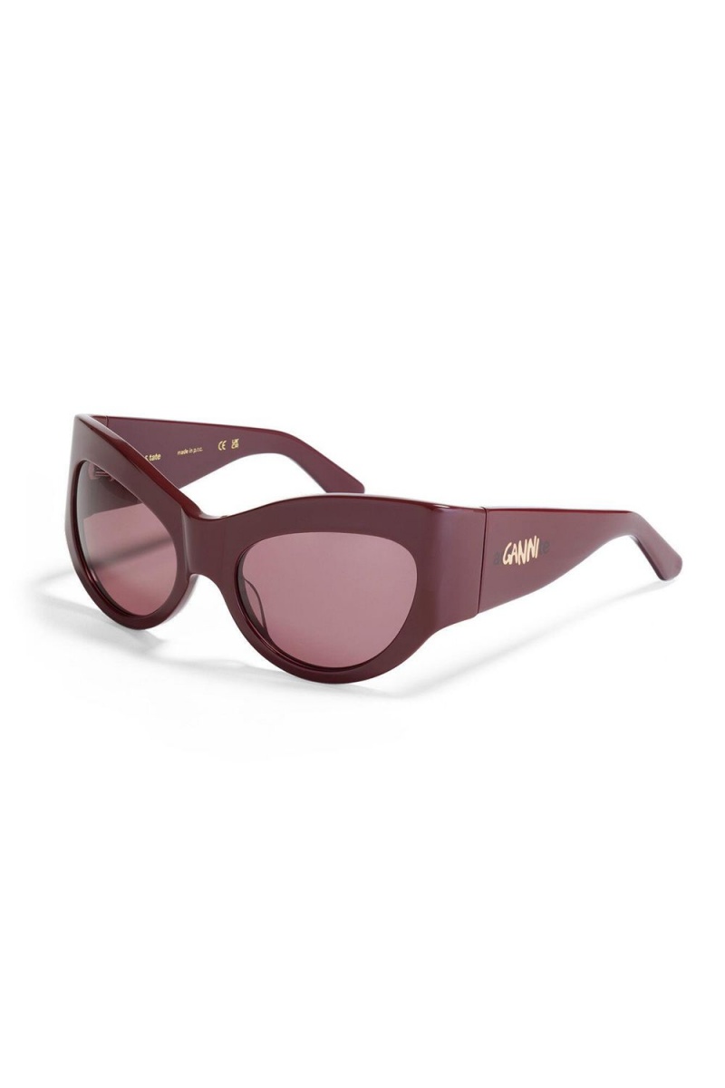 Burgundy Women's Ganni Ace & Tate Trixie Sunglasses | 59GTJYVCU