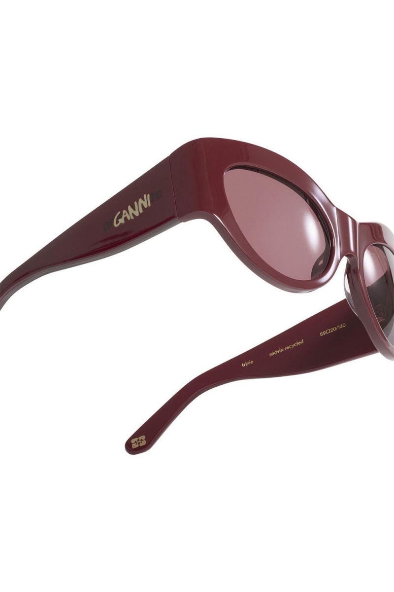 Burgundy Women's Ganni Ace & Tate Trixie Sunglasses | 59GTJYVCU