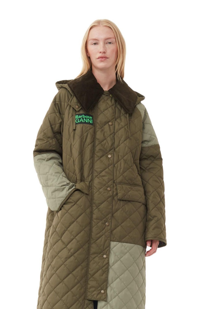 Green Women's Ganni Barbour Burghley Quilted Jacket | 26XEKQVSD