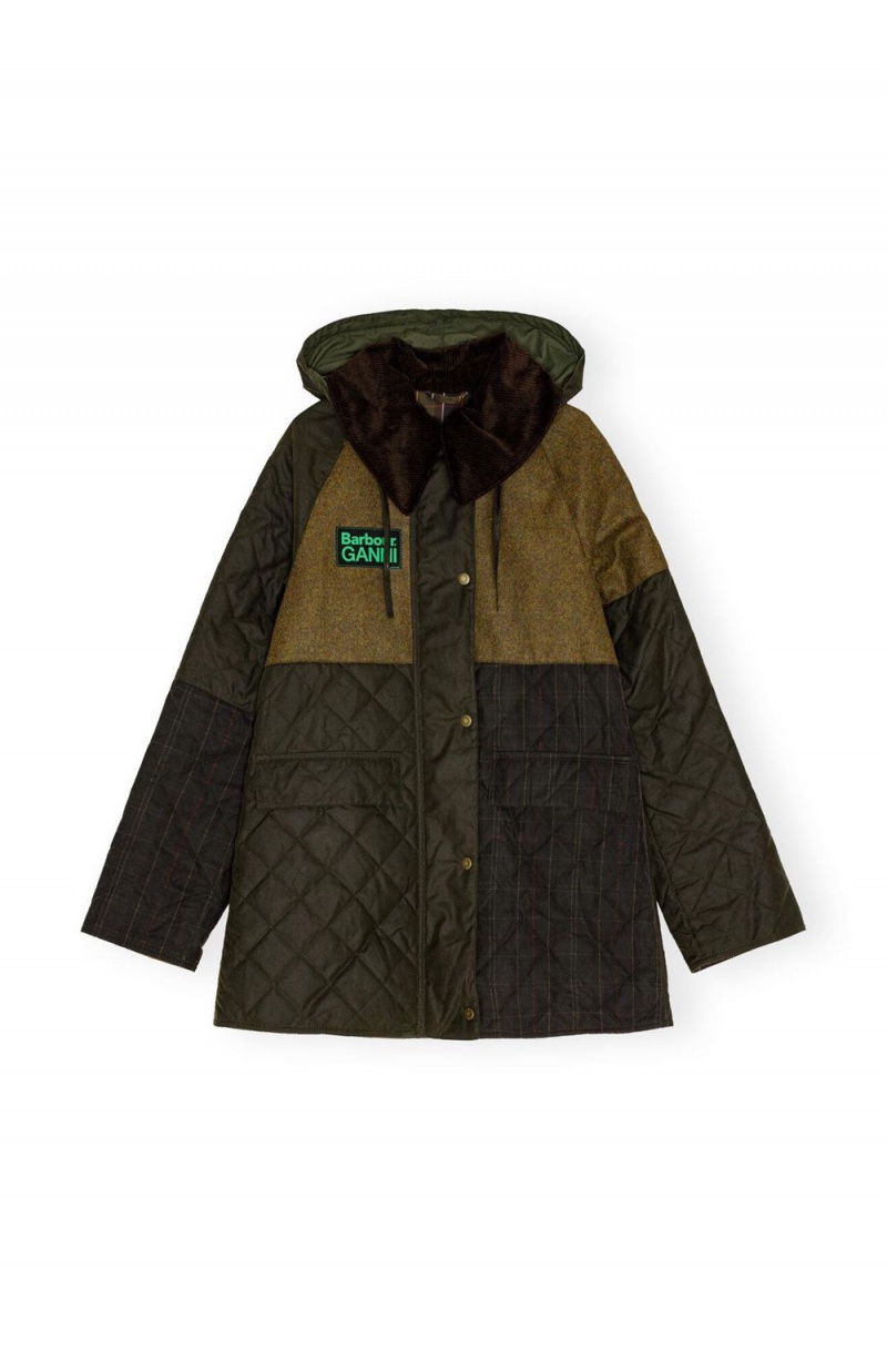 Green Women's Ganni Barbour Short Burghley Quilted WaJacket Jacket | 75NRAYCBT