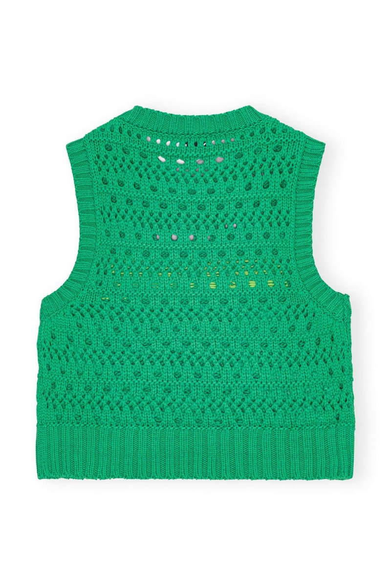 Green Women's Ganni Cotton Rope Vest | 86JYEMHWD