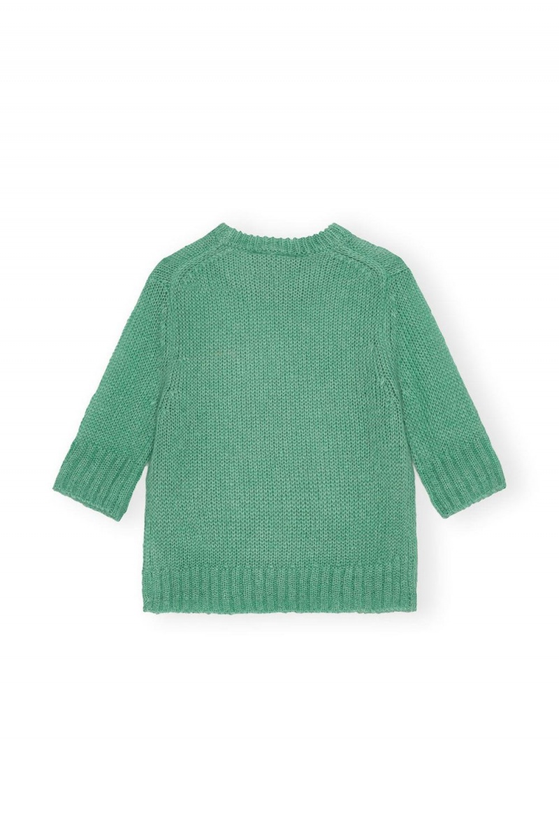 Green Women's Ganni Mohair O-neck Sweater | 26YQMOWPJ