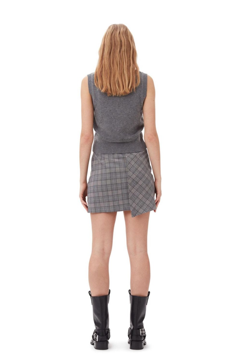 Grey Women's Ganni Graphic Wool Vest | 07ASCKJTH