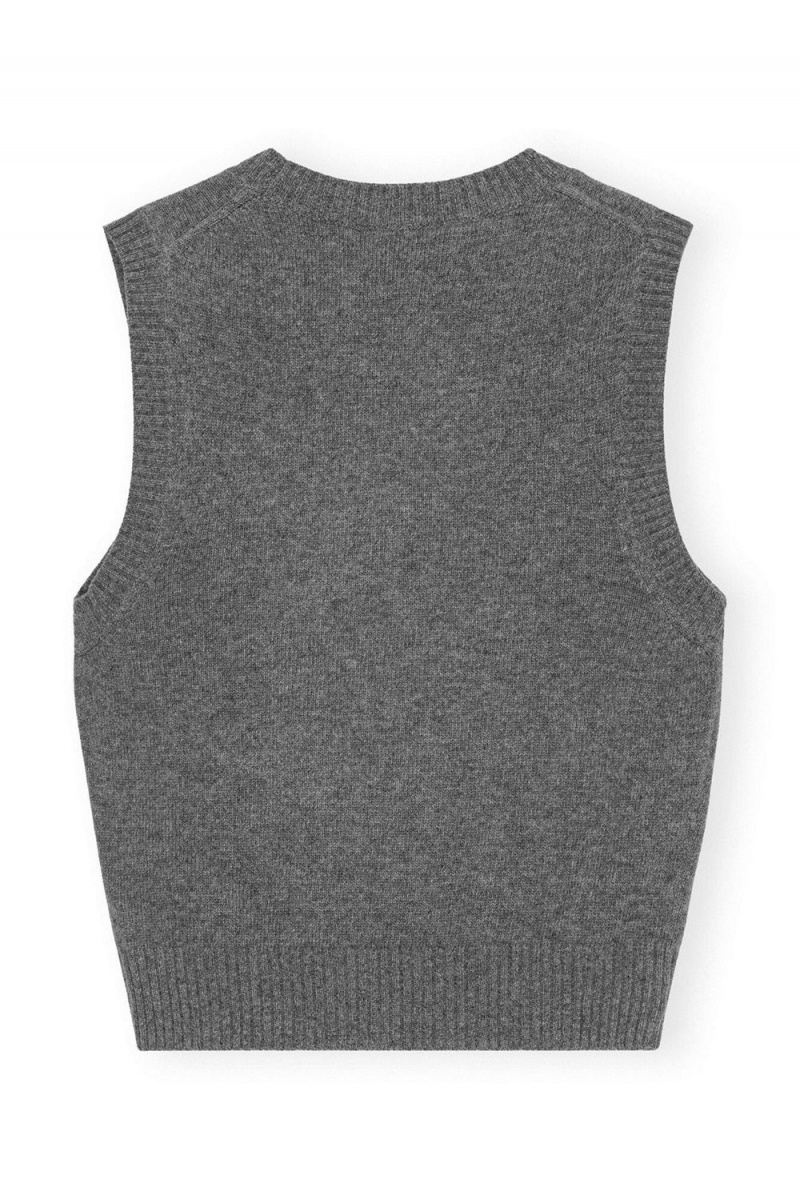 Grey Women's Ganni Graphic Wool Vest | 07ASCKJTH