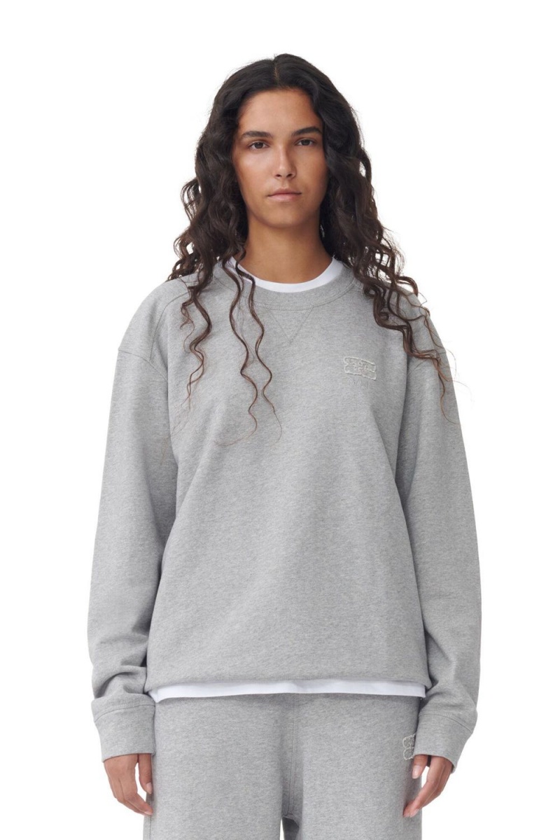 Grey Women\'s Ganni Isoli Drop Shoulder Sweater | 19ETSBJWR