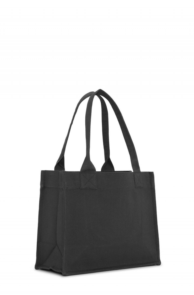 Grey Women's Ganni Large Canvas Tote Bag | 87IAYPRBE