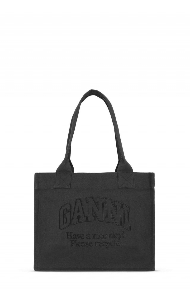 Grey Women\'s Ganni Large Canvas Tote Bag | 87IAYPRBE