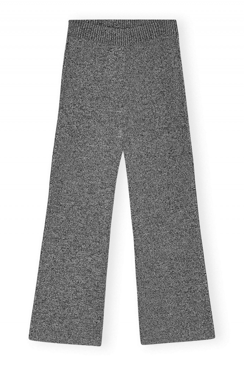 Grey Women's Ganni Melange Rib Cropped Pants | 47LSAJPKZ