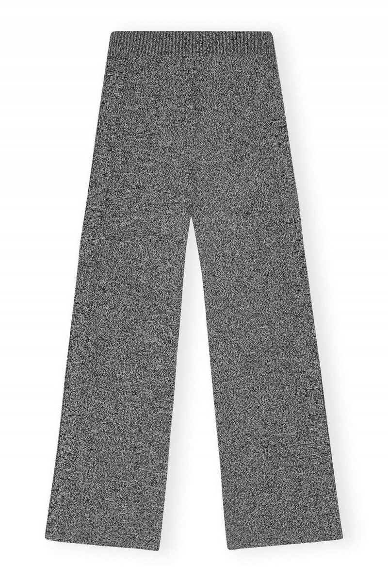 Grey Women's Ganni Melange Rib Cropped Pants | 47LSAJPKZ