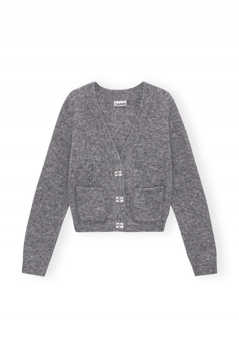 Grey Women's Ganni Soft Wool Cardigan | 07LVRHEST