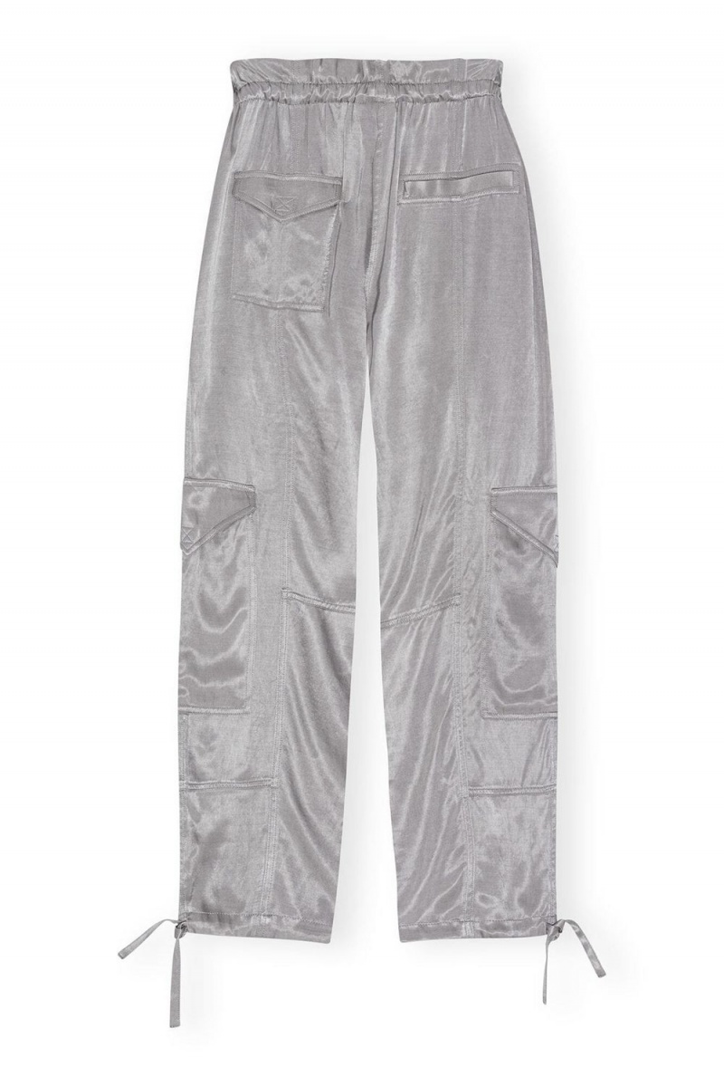 Grey Women's Ganni Washed Satin Pants | 63BMSKAFW