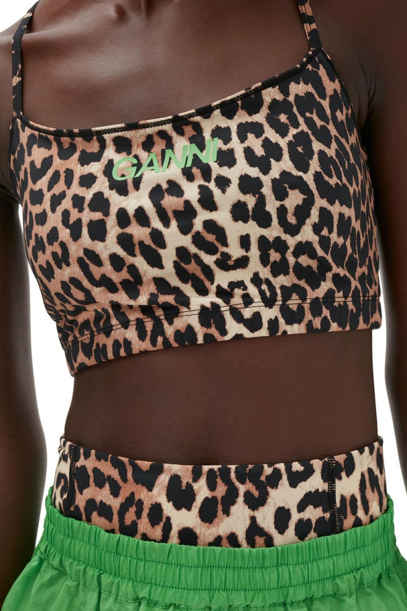 Leopard Women's Ganni Active Strap Top | 06YHOESPC