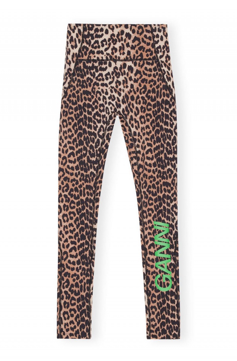 Leopard Women's Ganni Active Ultra High Waist Leggings Pants | 21EQBMPVN