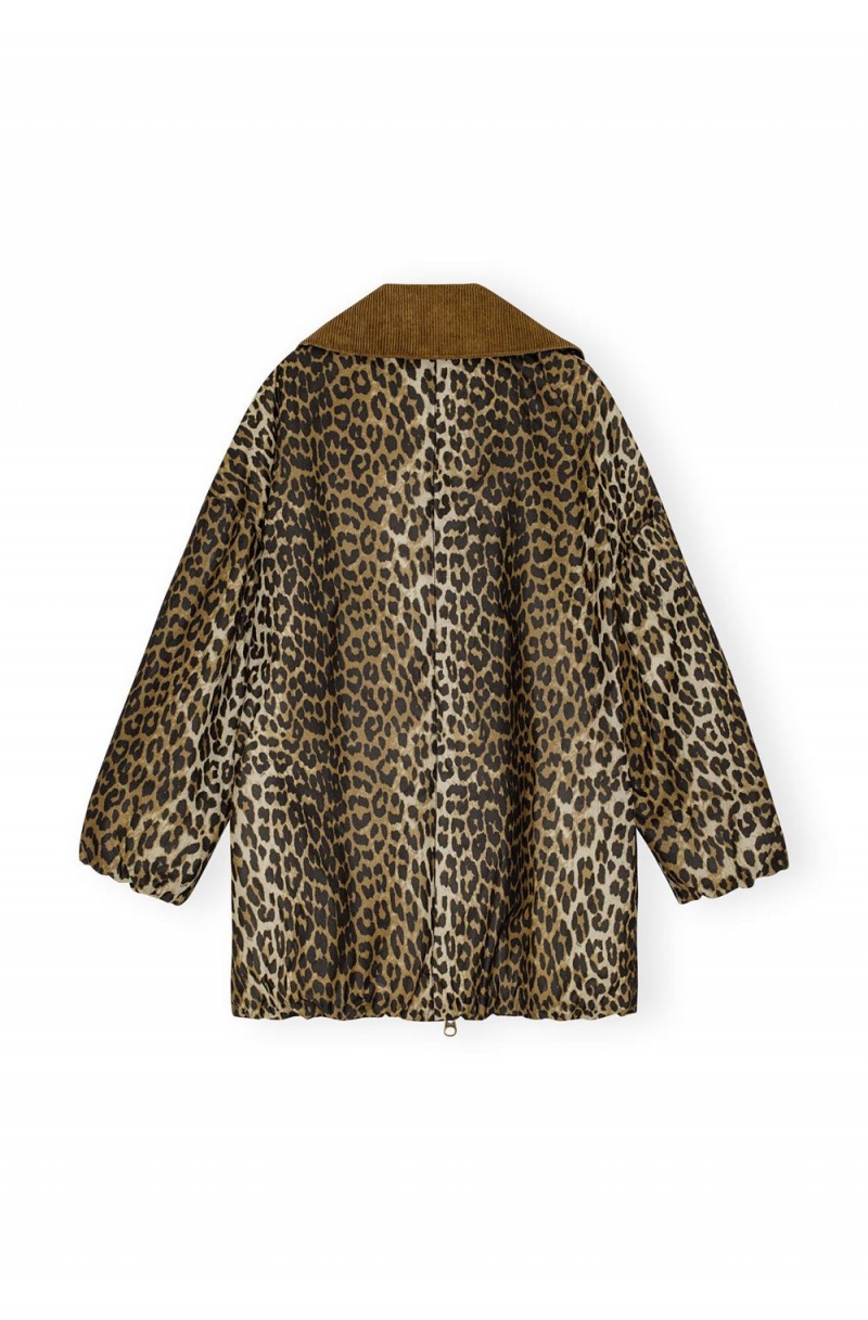 Leopard Women's Ganni Barbour Leopard Bomber Jacket | 23PKHUQGM