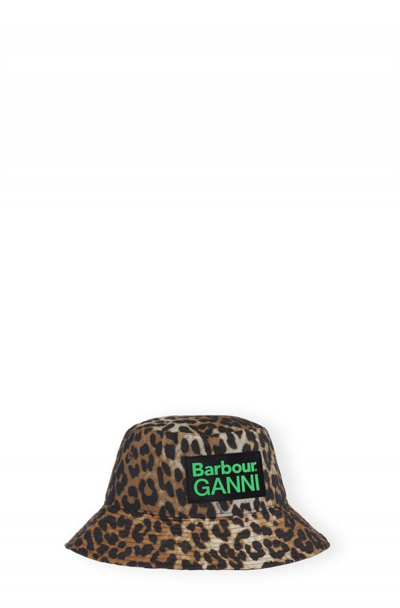 Leopard Women\'s Ganni Barbour Waxed Leopard Bucket Hats | 76BXTVLJE