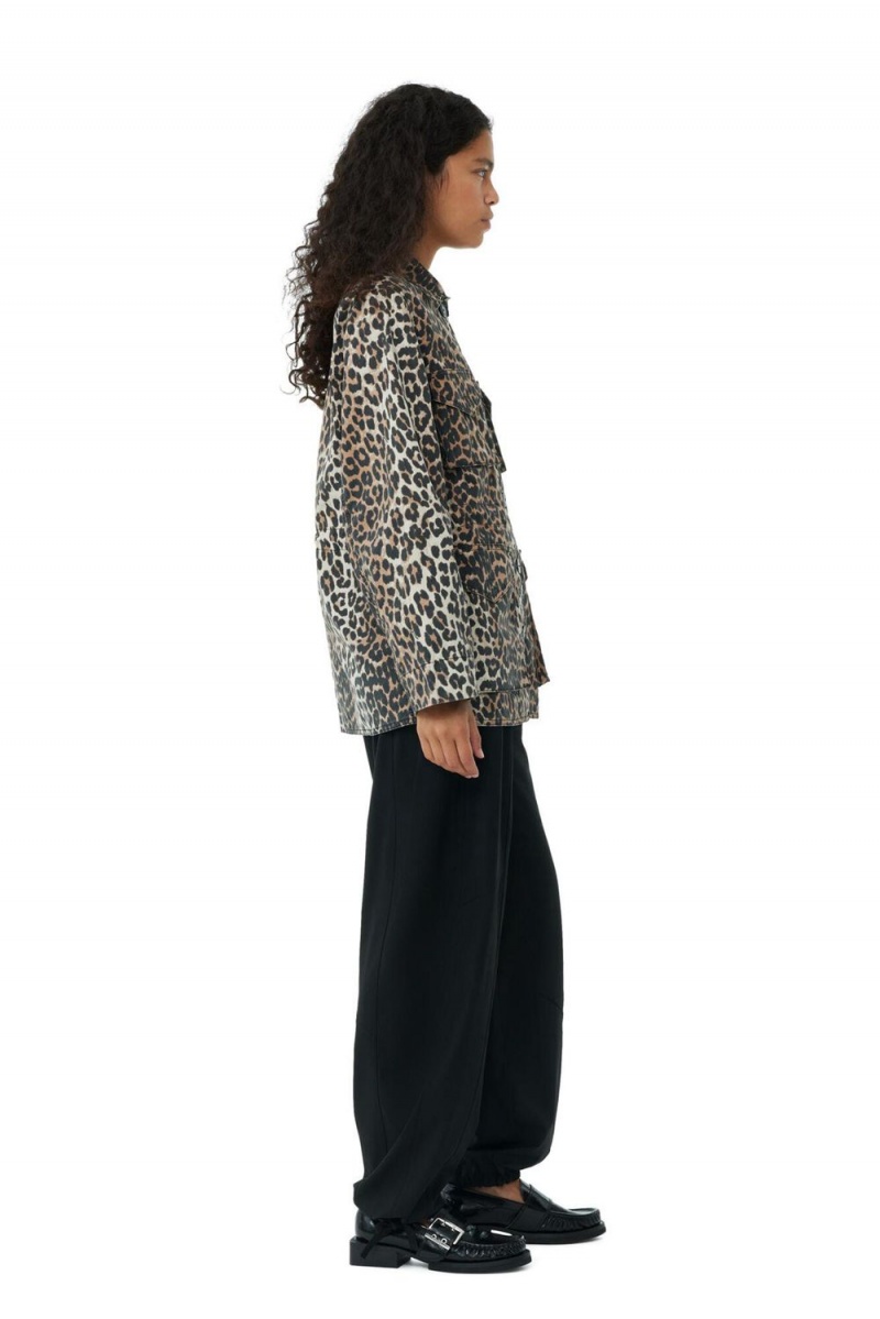 Leopard Women's Ganni Cotton Canvas Jacket | 35MAEQBHY