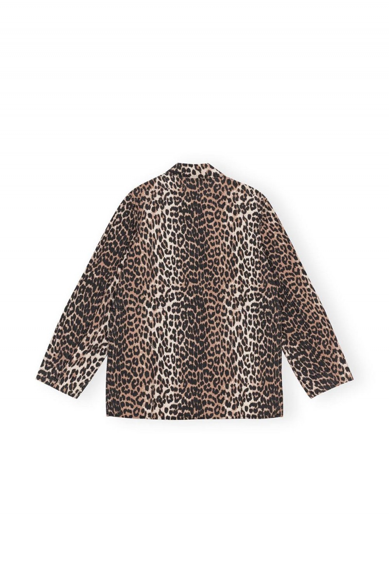 Leopard Women's Ganni Cotton Canvas Jacket | 35MAEQBHY