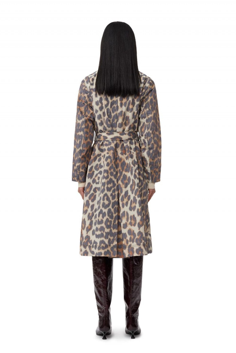 Leopard Women's Ganni Crispy Shell Belt Coat | 95BLIKCGZ