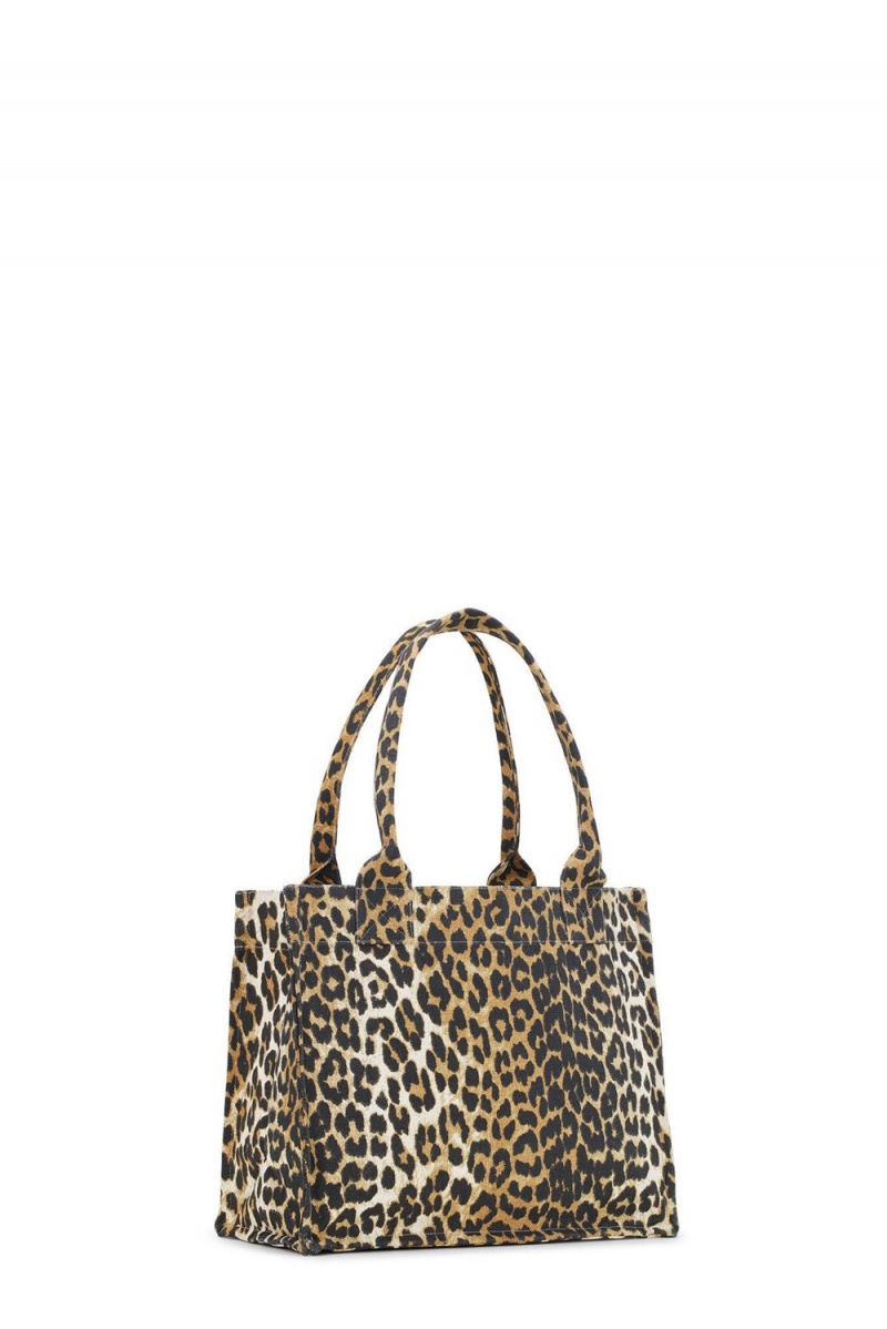 Leopard Women's Ganni Large Canvas Tote Bag | 83ARGWCZM