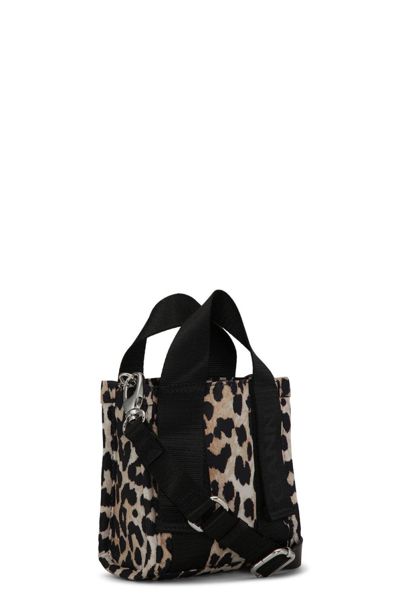 Leopard Women's Ganni Mini Tech Tote Bag | 74GDLJXOB