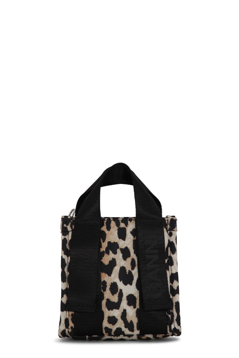 Leopard Women\'s Ganni Mini Tech Tote Bag | 74GDLJXOB