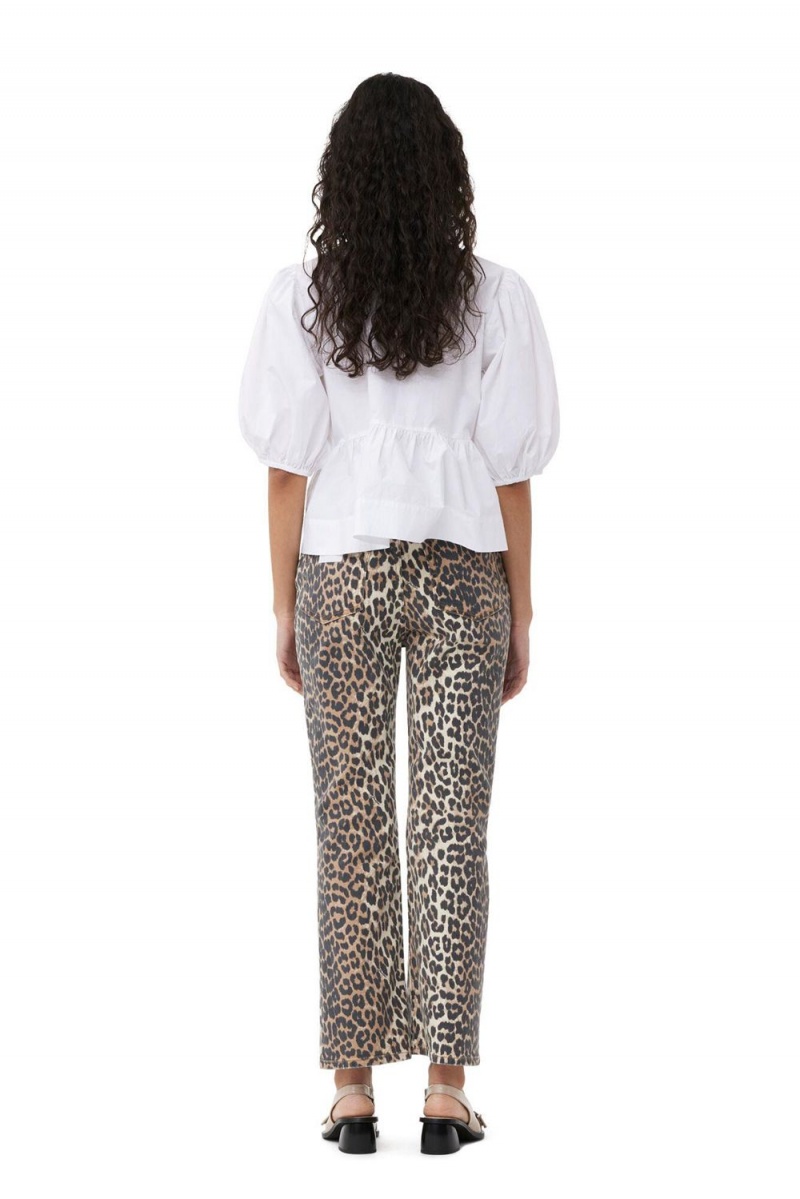 Leopard Women's Ganni Print Betzy Cropped Jeans | 09YVPSUGQ