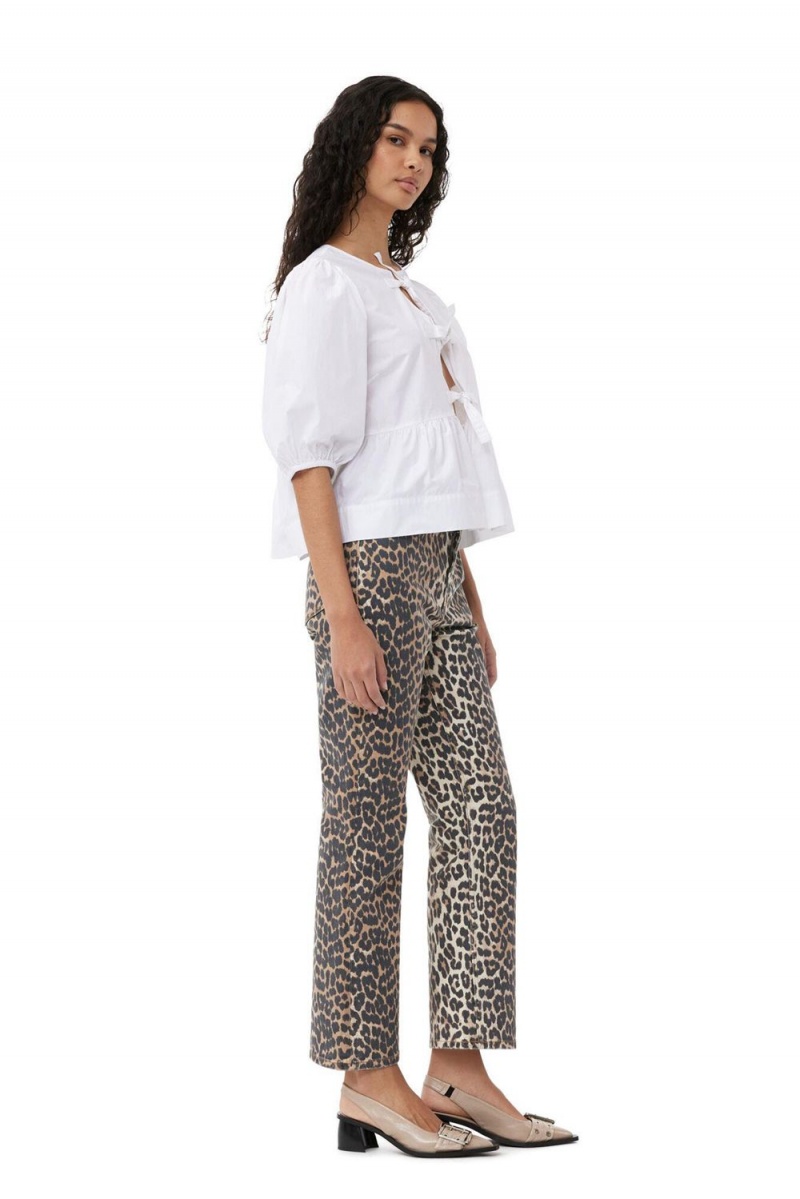 Leopard Women's Ganni Print Betzy Cropped Jeans | 09YVPSUGQ