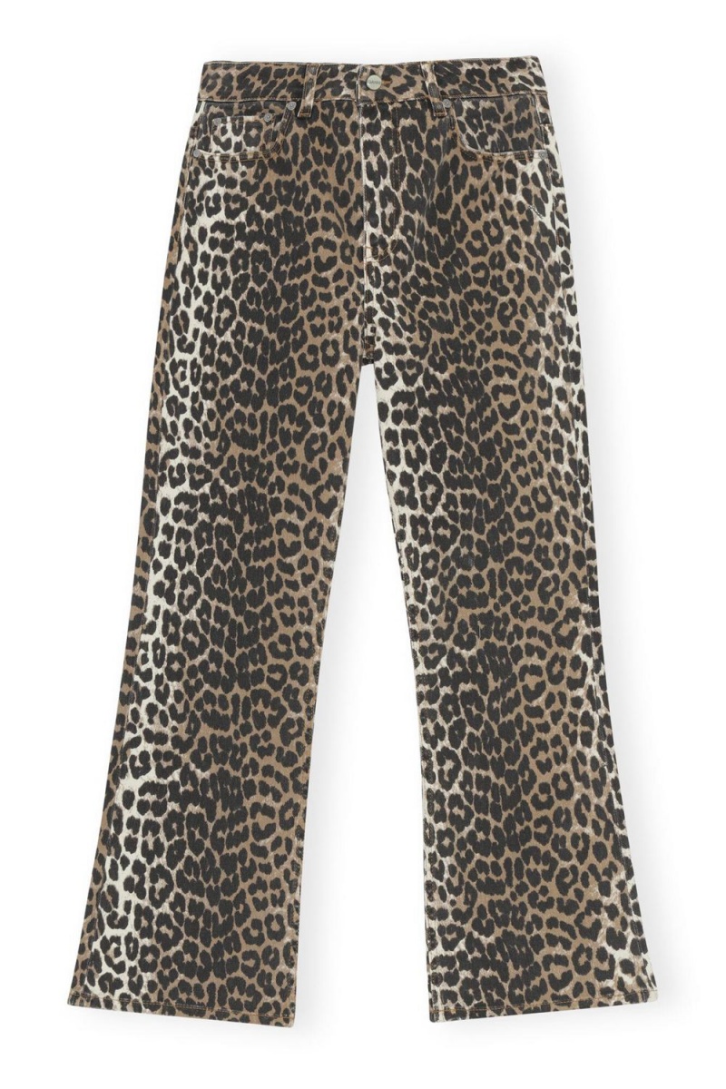 Leopard Women's Ganni Print Betzy Cropped Jeans | 09YVPSUGQ