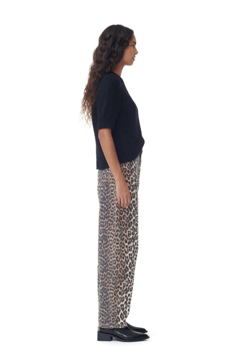 Leopard Women's Ganni Print Denim Stary Jeans | 80IXYDEPW