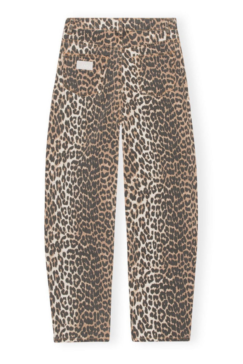 Leopard Women's Ganni Print Denim Stary Jeans | 80IXYDEPW