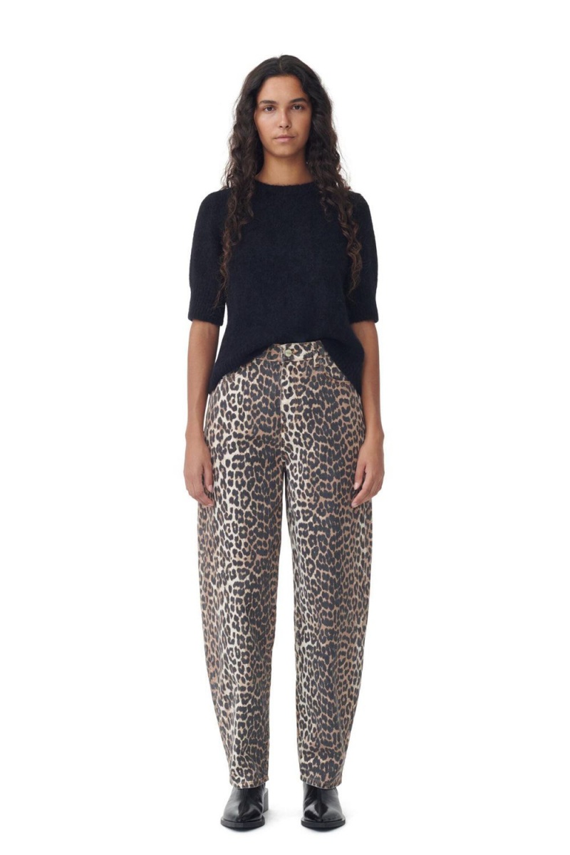 Leopard Women\'s Ganni Print Denim Stary Jeans | 80IXYDEPW