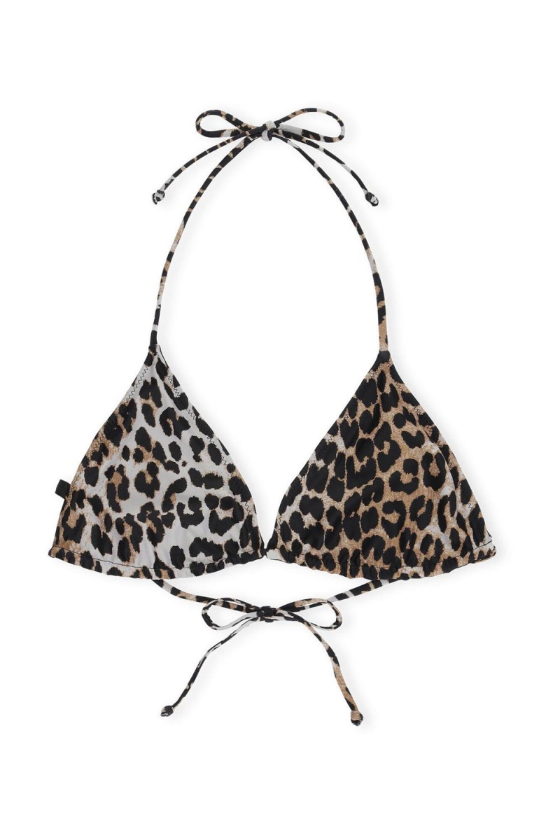 Leopard Women\'s Ganni String Bikini Top | 09EKWJTMS