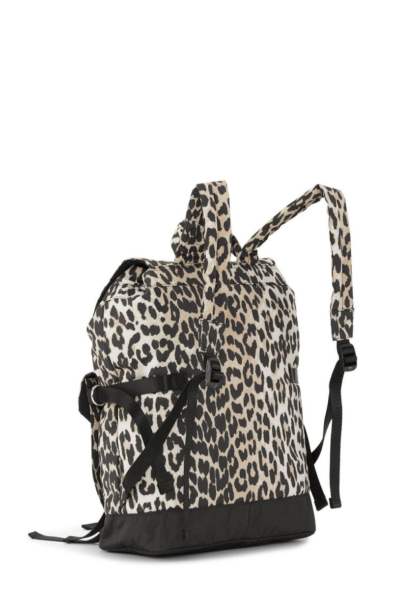 Leopard Women's Ganni Tech Backpack Bag | 60NLPQKGV