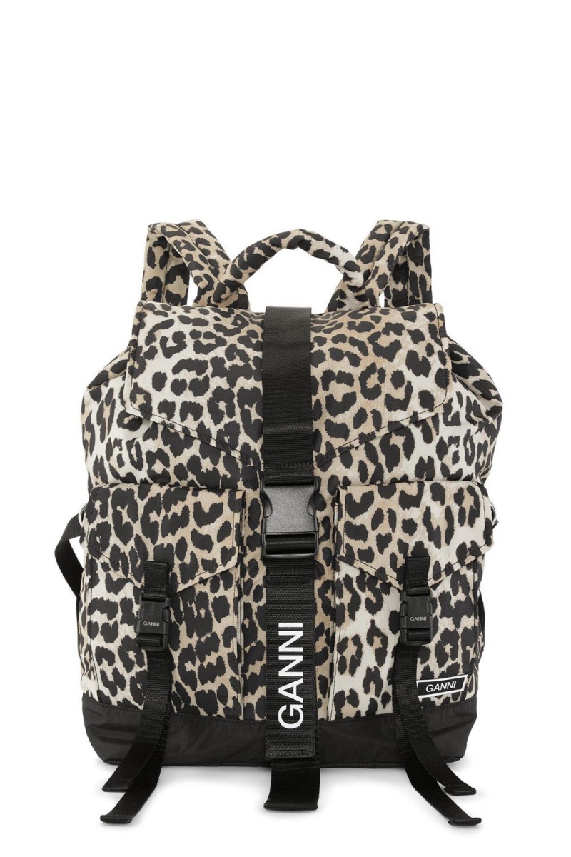 Leopard Women\'s Ganni Tech Backpack Bag | 60NLPQKGV