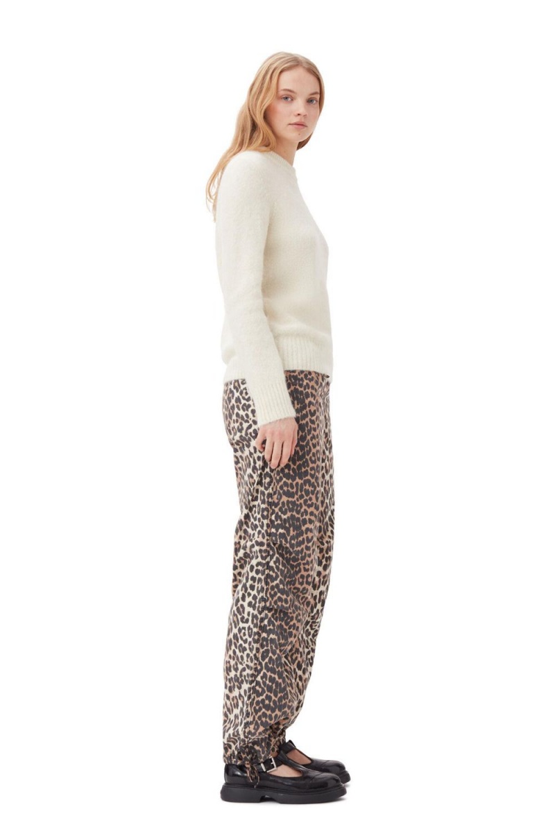 Leopard Women's Ganni Washed Cotton Canvas Drawstring Pants | 36TZIBSMG