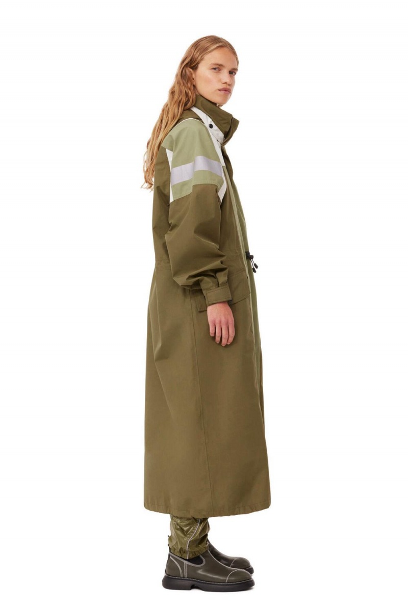 Olive Women's Ganni 66°North Kria Long Coat | 75RQGPJOE