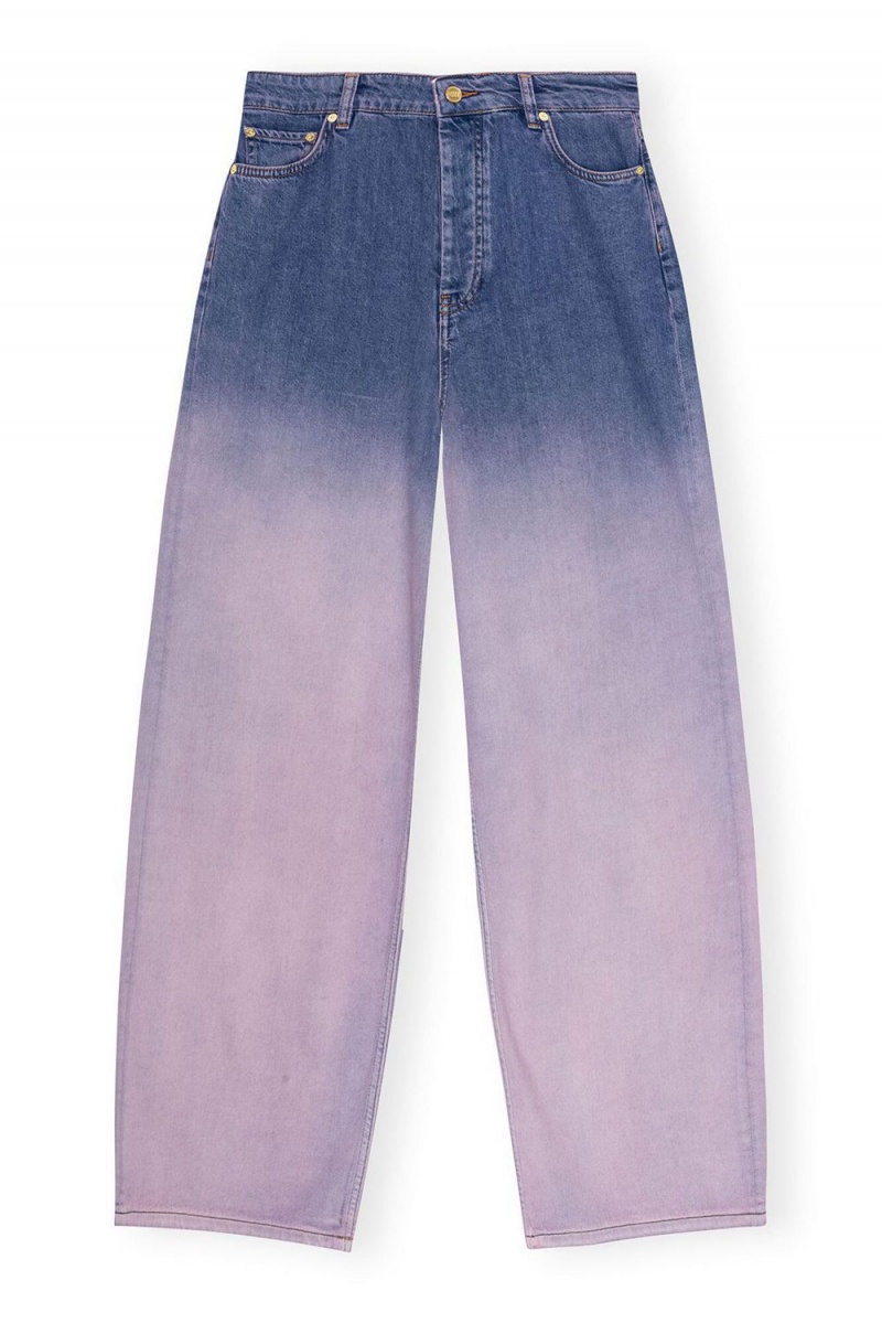 Pink Women's Ganni Bleach Future Denim Wide Jeans | 95KEFPRCG