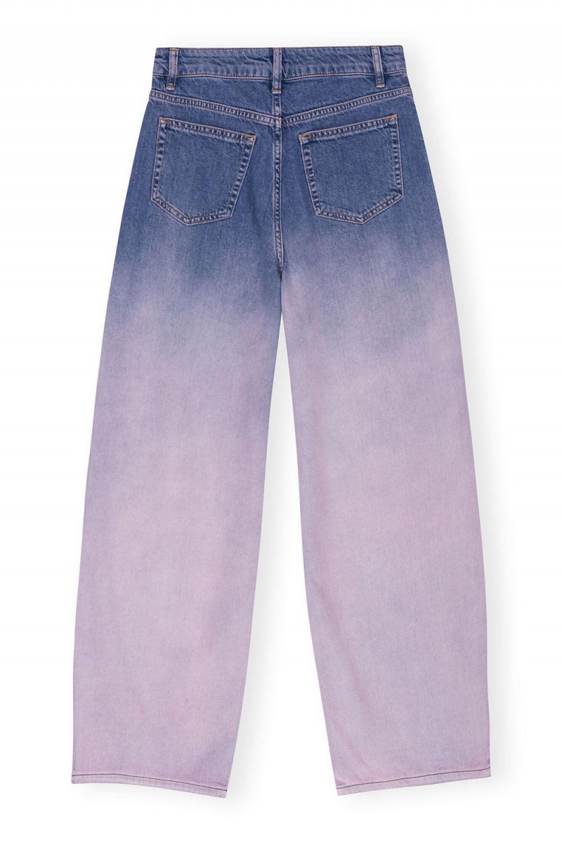 Pink Women's Ganni Bleach Future Denim Wide Jeans | 95KEFPRCG